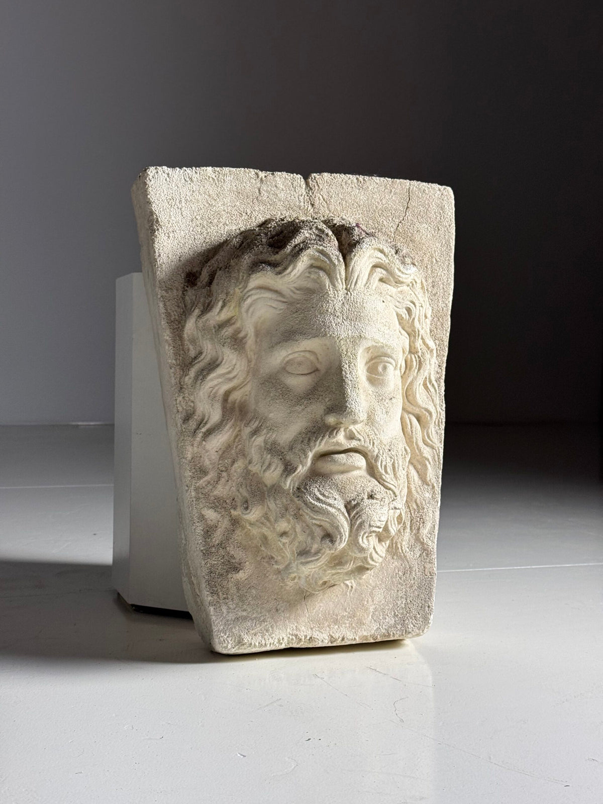 Weathered Composite Stone Head of Asclepius, Signed Peter Hone, photo 14