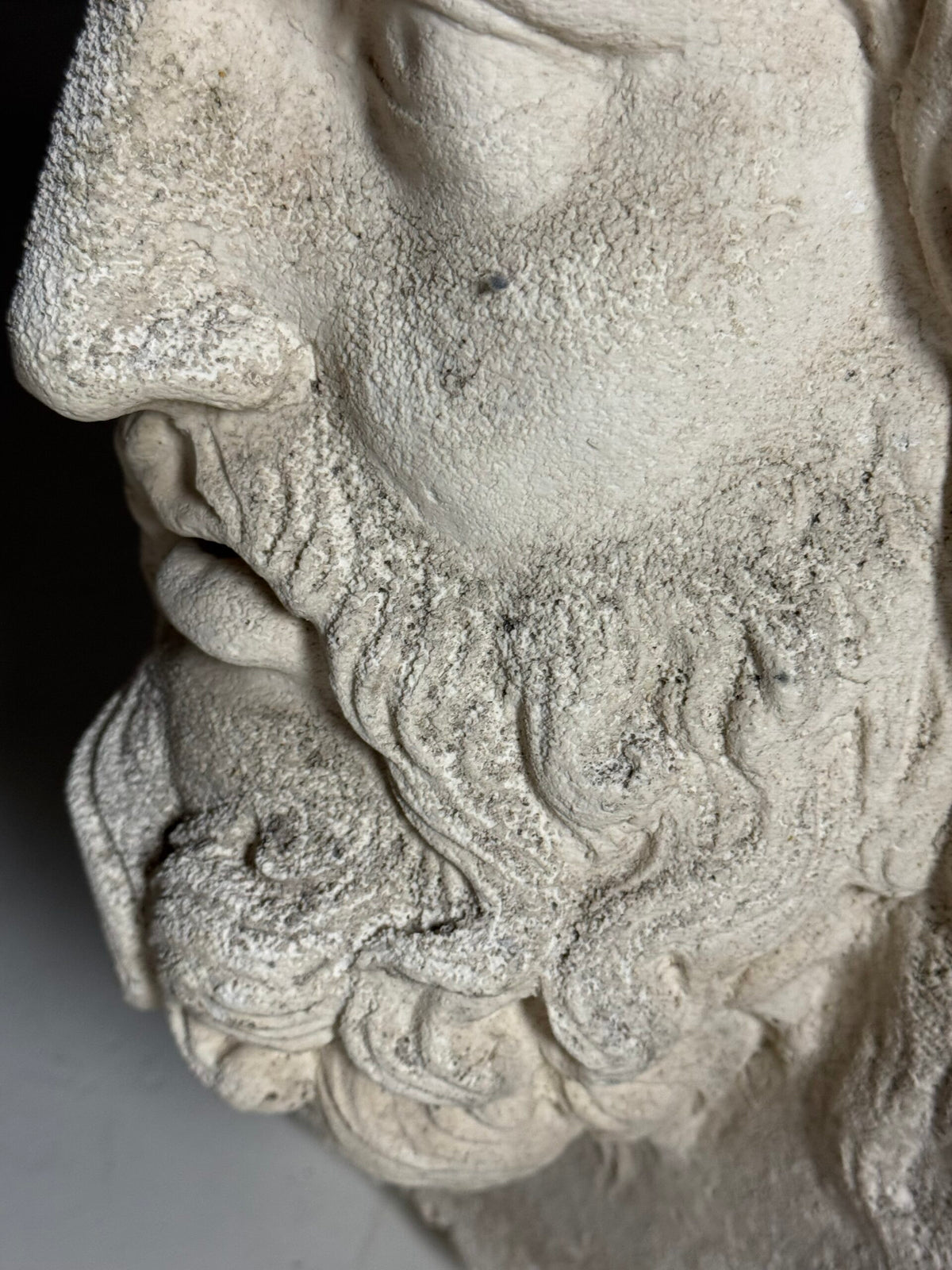 Weathered Composite Stone Head of Asclepius, Signed Peter Hone, photo 9