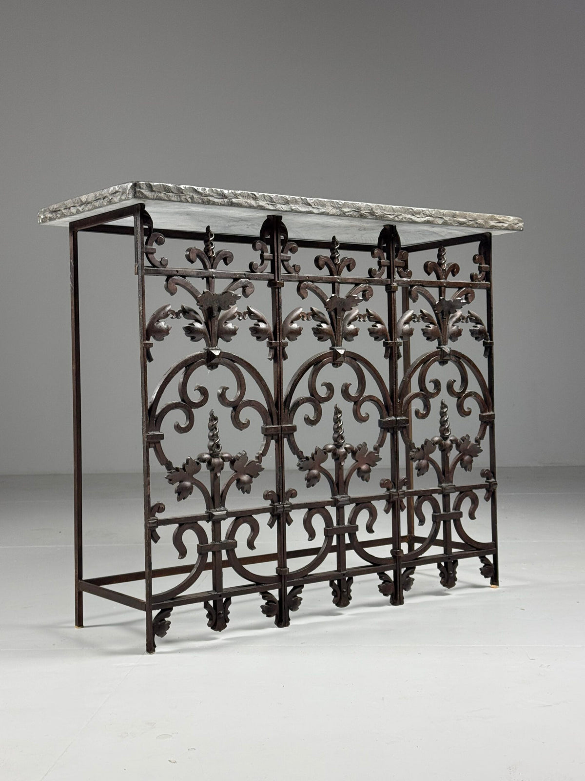 Belgian Cast Iron Console Table with Bluestone Top, photo 5