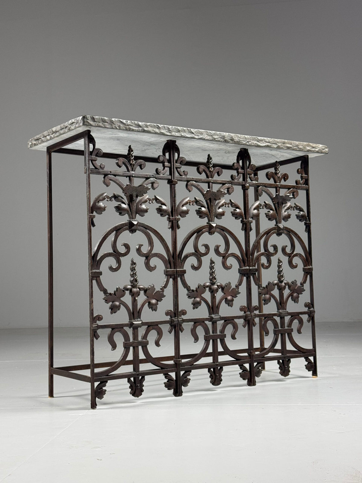 Belgian Cast Iron Console Table with Bluestone Top, photo 1