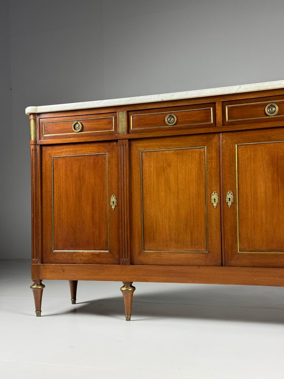 French Louis XVI Style Mahogany Sideboard with Marble Top, photo 25