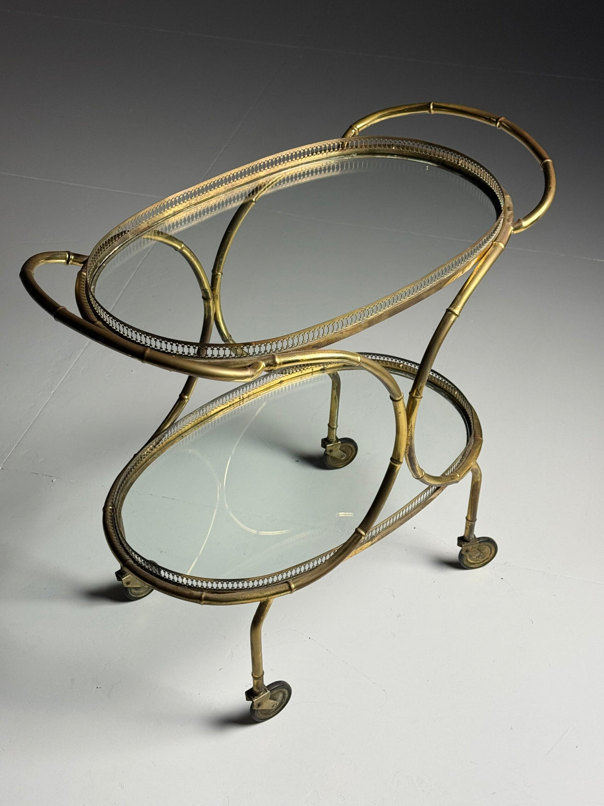 French Faux Bamboo Bar Cart, Mid 20th Century, photo 13