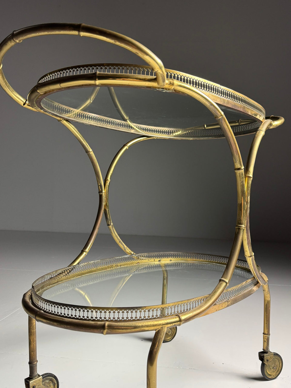 French Faux Bamboo Bar Cart, Mid 20th Century, photo 17