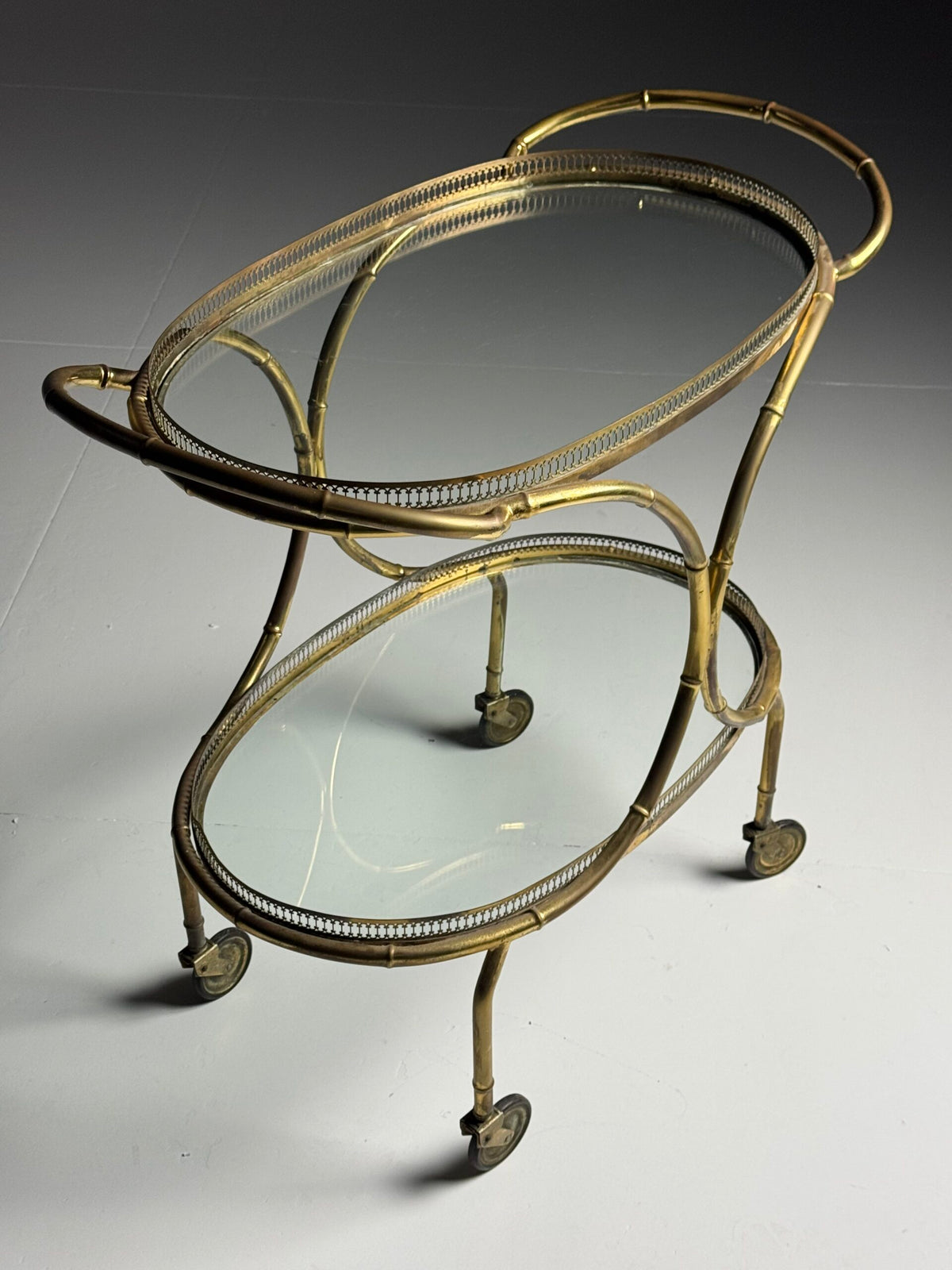 French Faux Bamboo Bar Cart, Mid 20th Century, photo 18