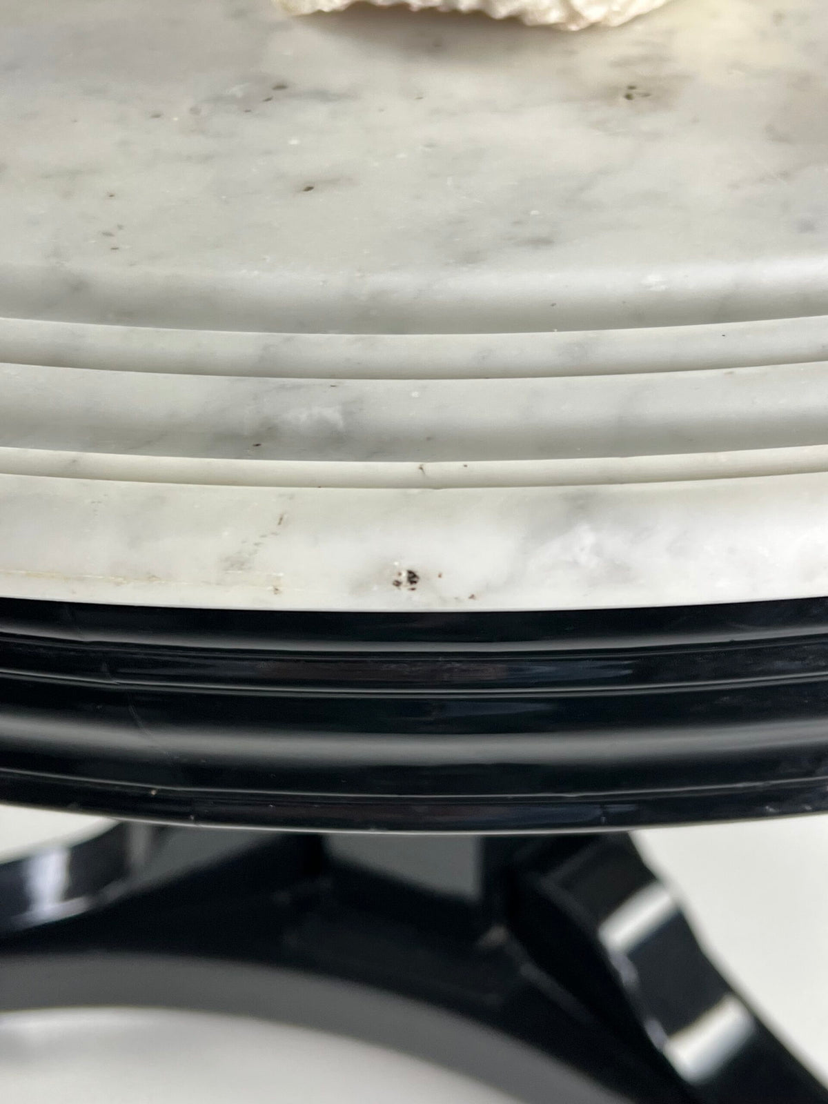 Black Lacquered Center Table with White Marble Top, Belgium c. 1900, photo 3