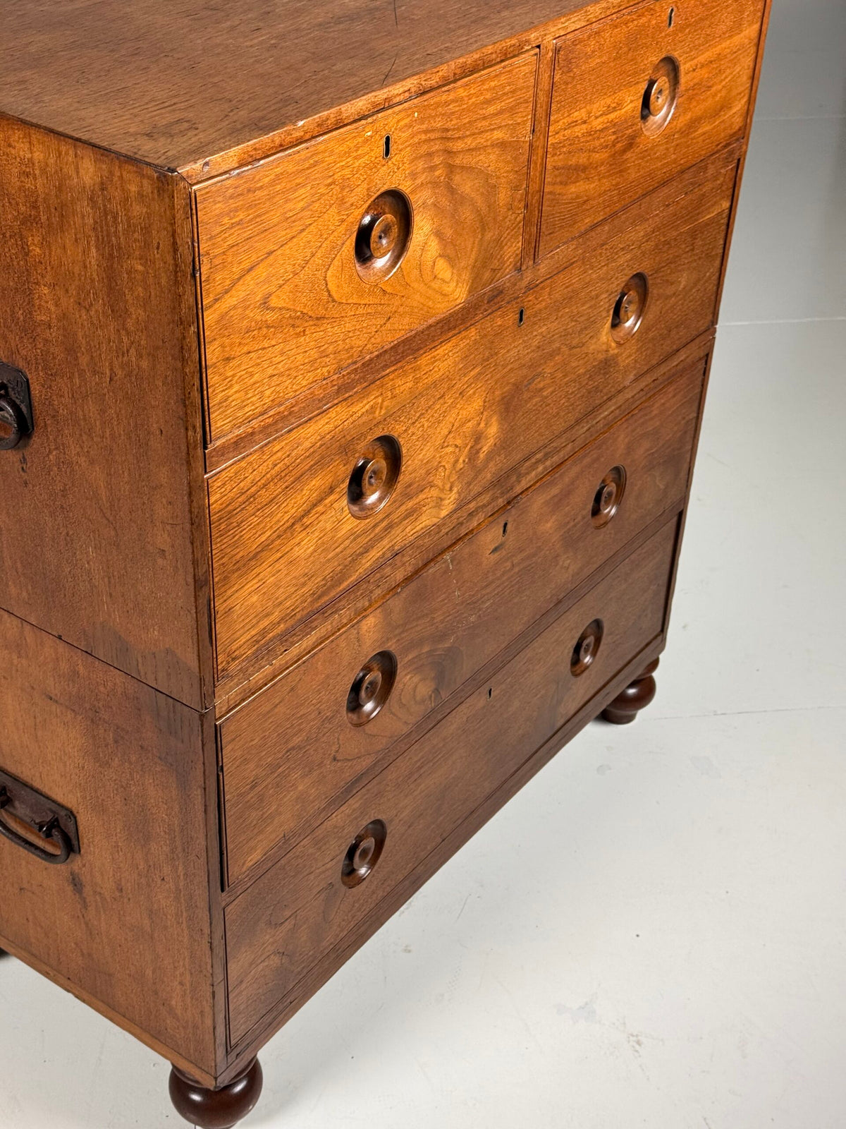 Anglo-Indian Teak Campaign Chest of Drawers, 19th Century, photo 12
