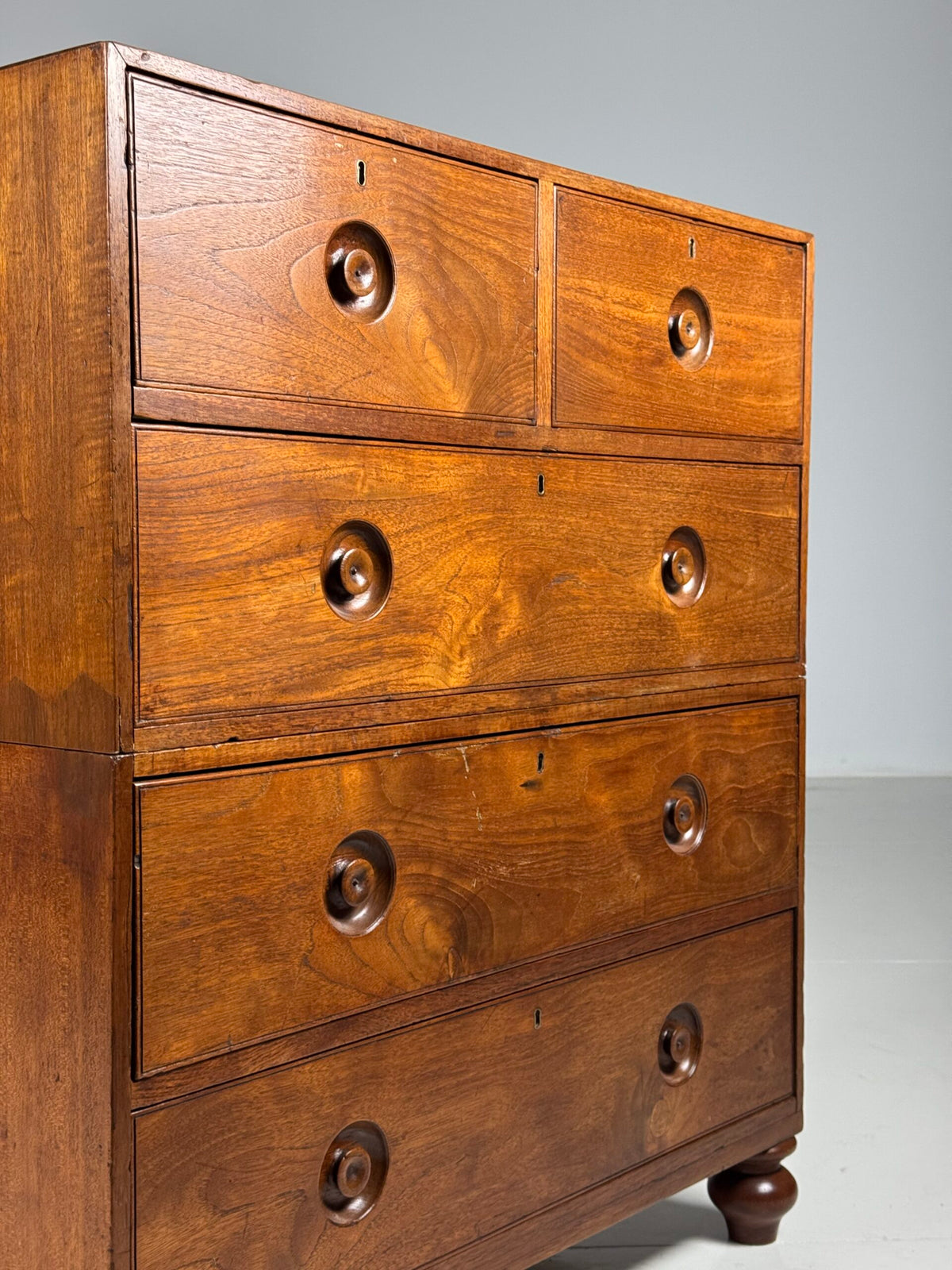 Anglo-Indian Teak Campaign Chest of Drawers, 19th Century, photo 10