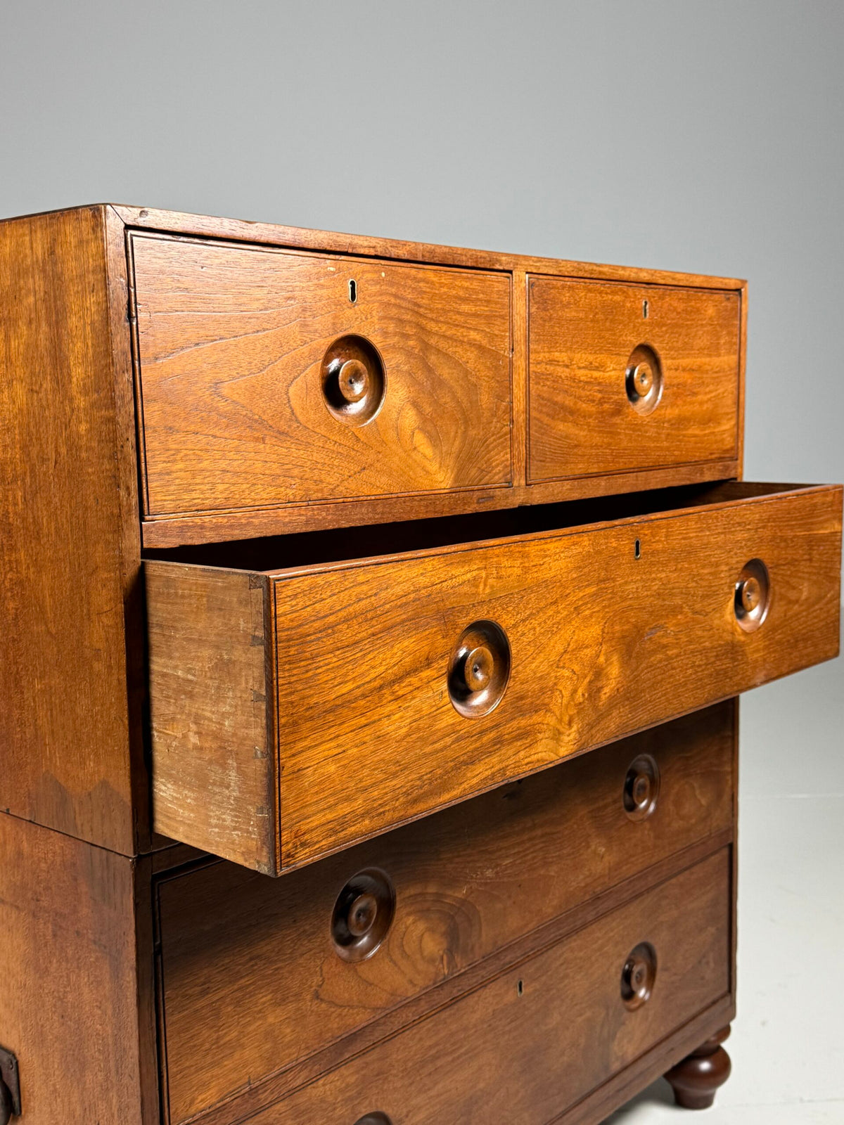 Anglo-Indian Teak Campaign Chest of Drawers, 19th Century, photo 8