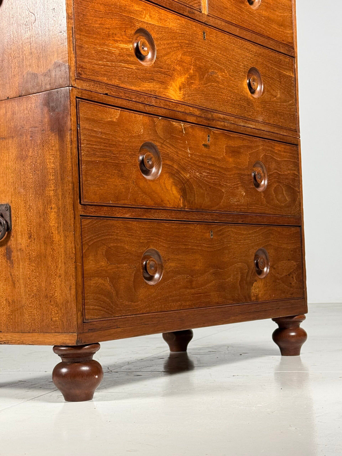 Anglo-Indian Teak Campaign Chest of Drawers, 19th Century, photo 5