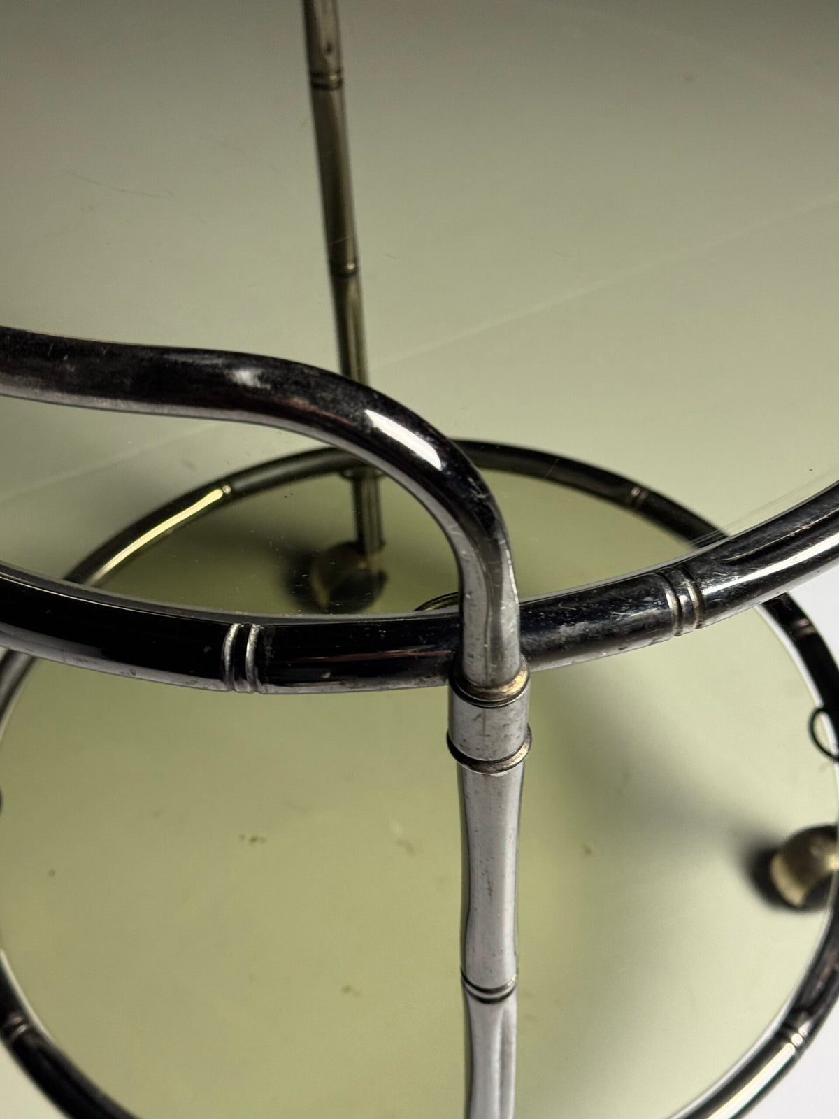 Faux Bamboo Chrome Trolley with Green Tinted Glass, 1970s to 1980s, photo 13