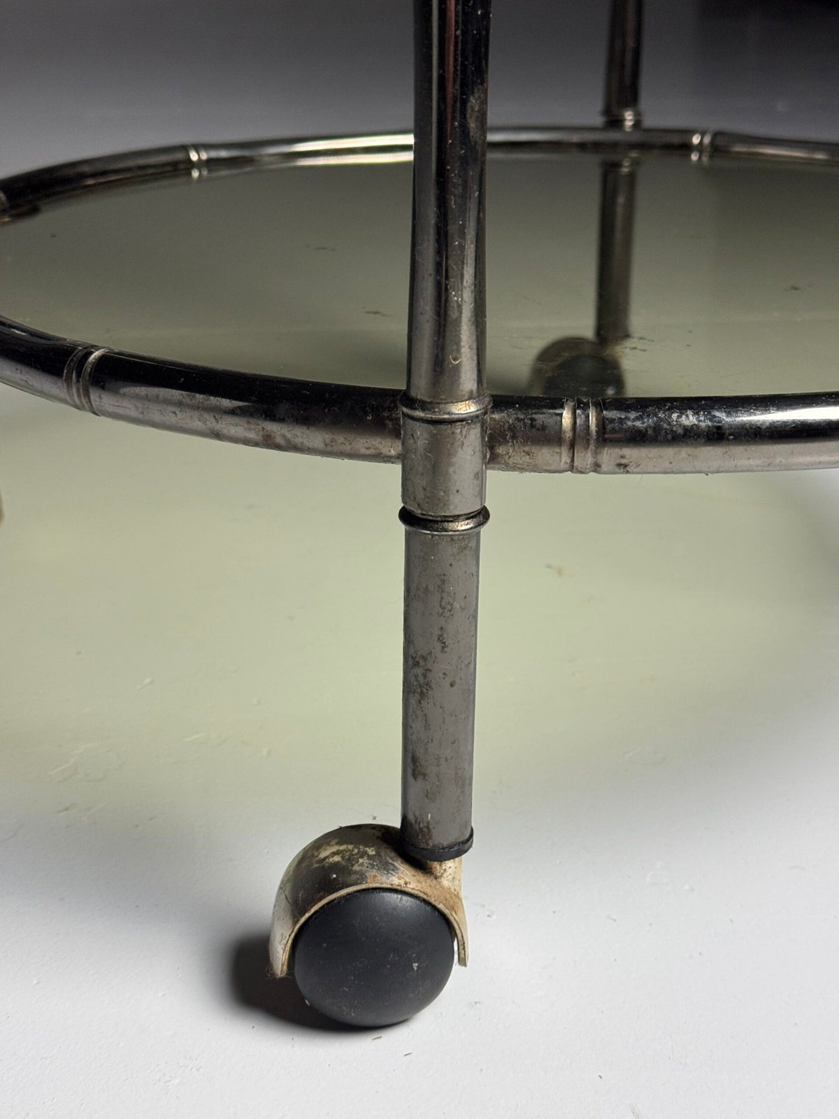Faux Bamboo Chrome Trolley with Green Tinted Glass, 1970s to 1980s, photo 12