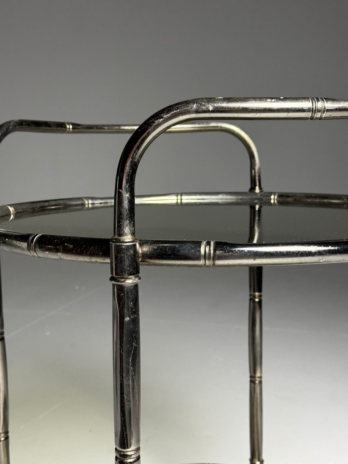 Faux Bamboo Chrome Trolley with Green Tinted Glass, 1970s to 1980s, photo 7