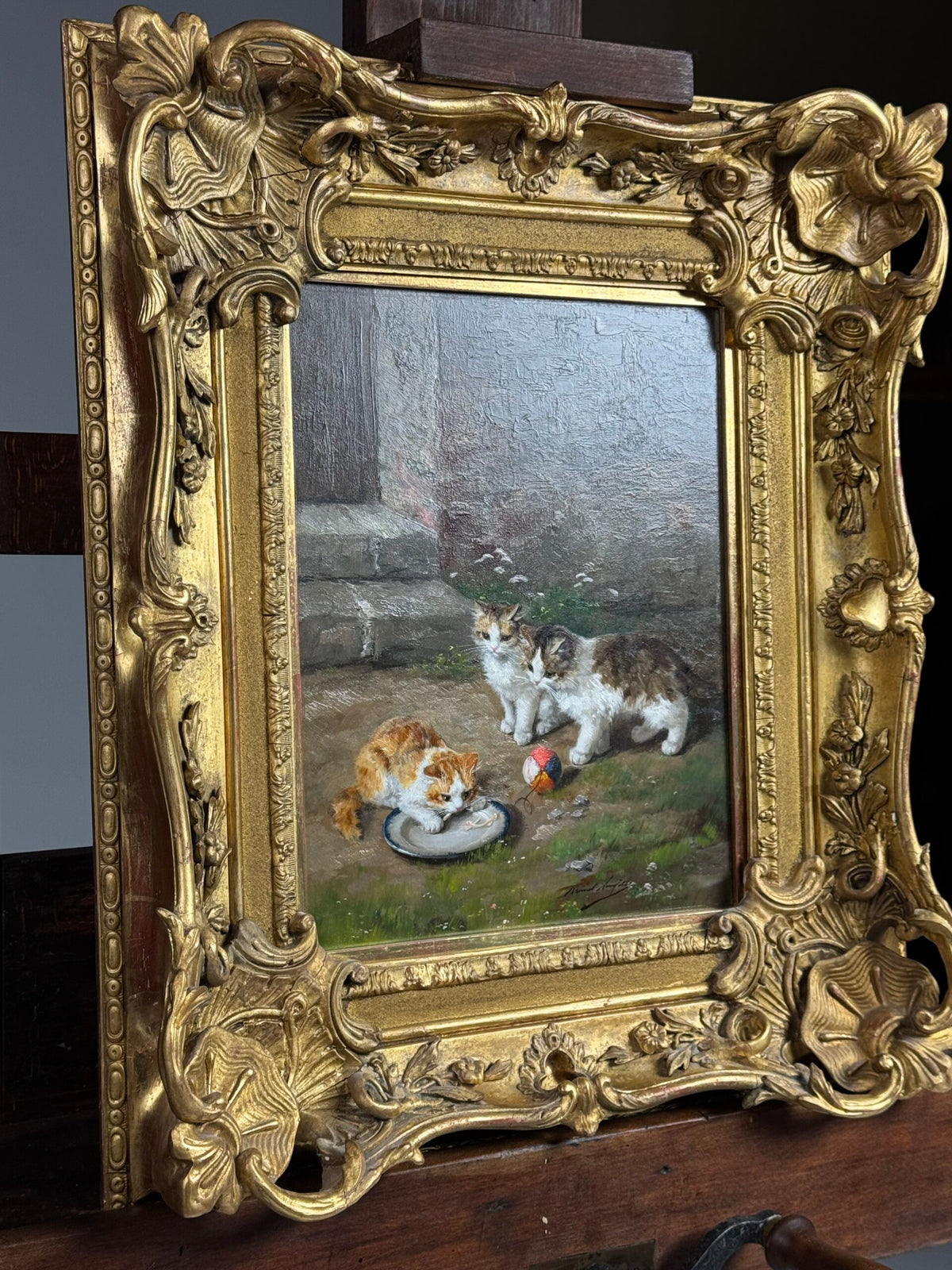 Oil Painting of Playing Kittens by Alfred Arthur Brunel de Neuville, photo 16