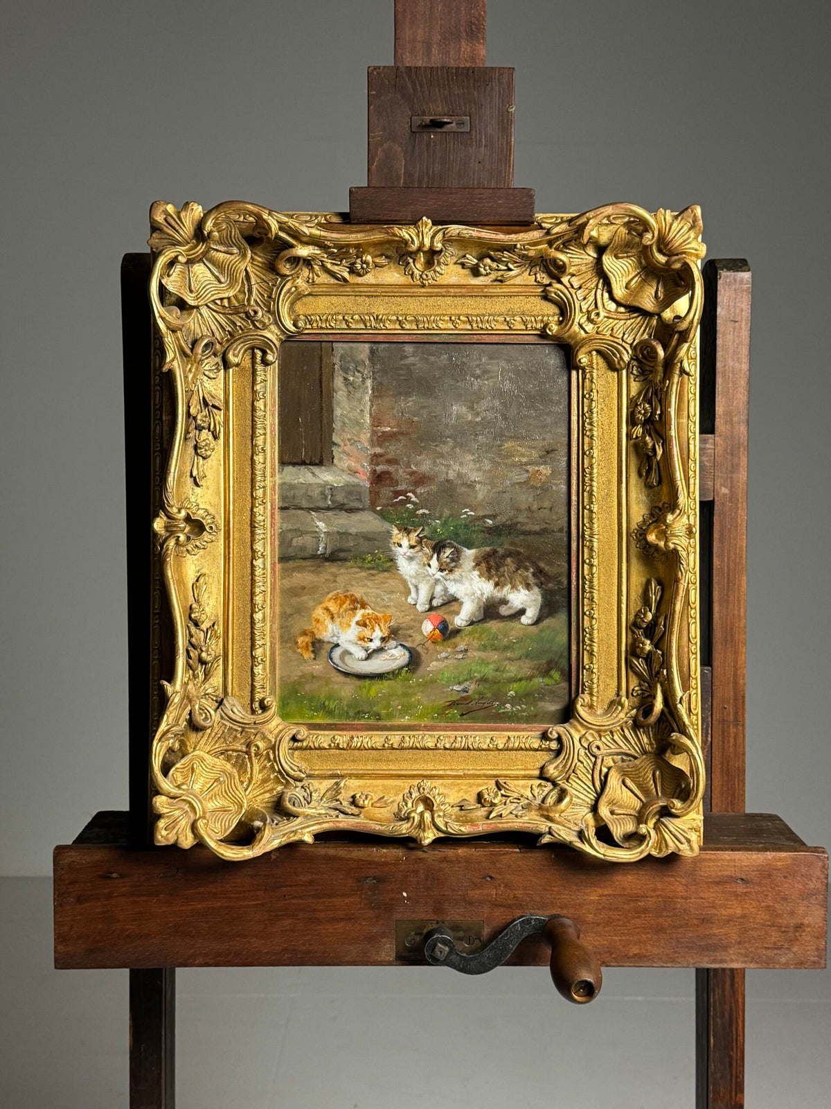 Oil Painting of Playing Kittens by Alfred Arthur Brunel de Neuville, photo 9