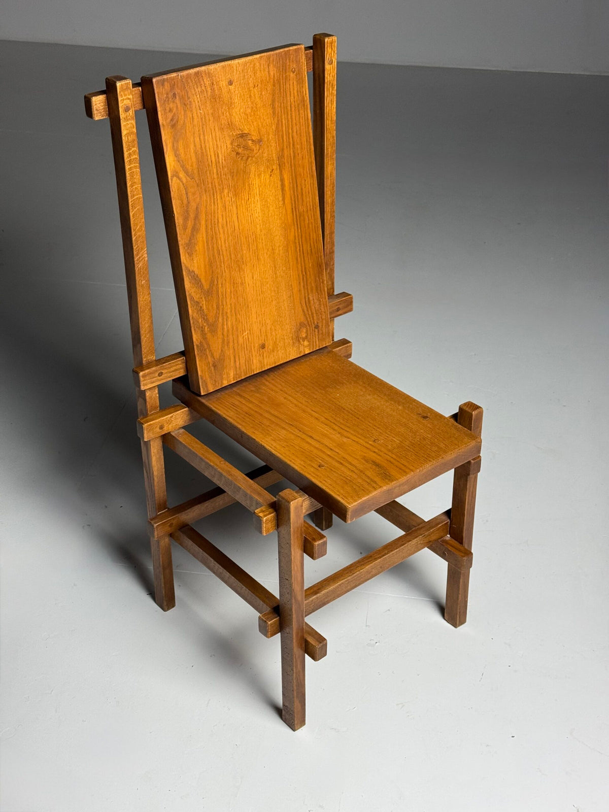 Set of Four Gerrit Rietveld Style Oak Dining Chairs, 1970s, photo 29