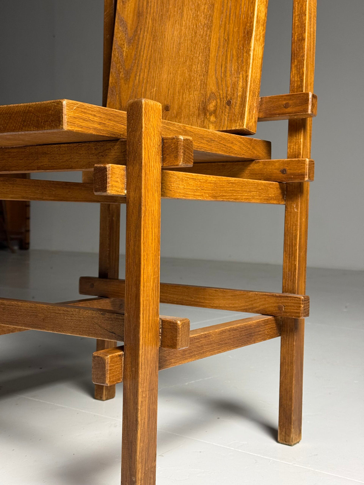 Set of Four Gerrit Rietveld Style Oak Dining Chairs, 1970s, photo 5