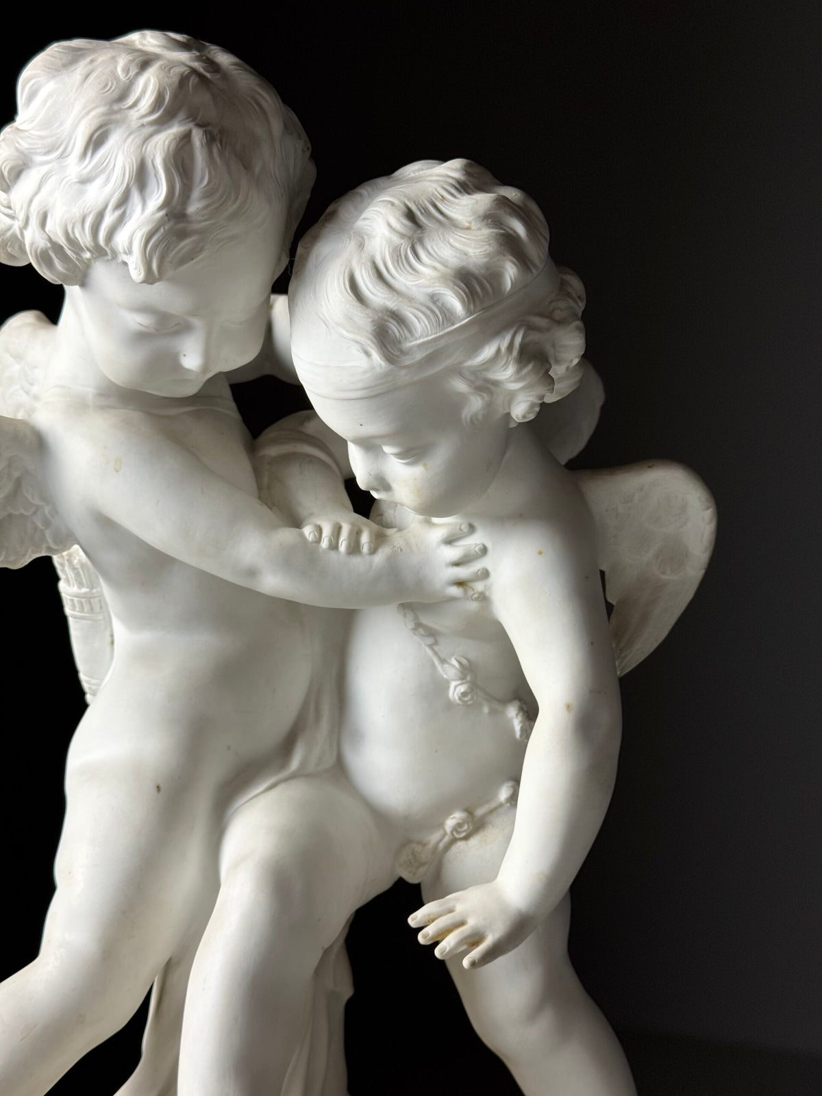 Biscuit Porcelain Sculpture of Two Putti After Falconet, c. 1920, photo 3