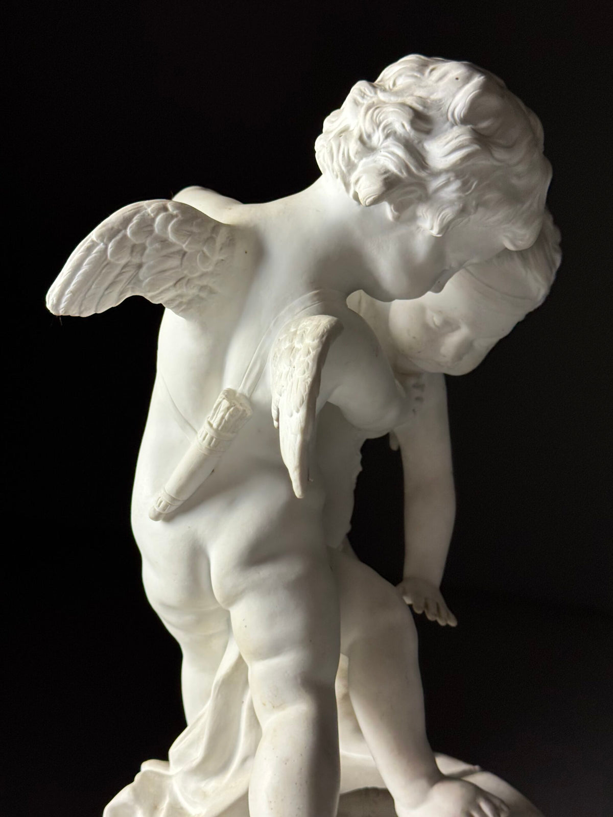 Biscuit Porcelain Sculpture of Two Putti After Falconet, c. 1920, photo 7