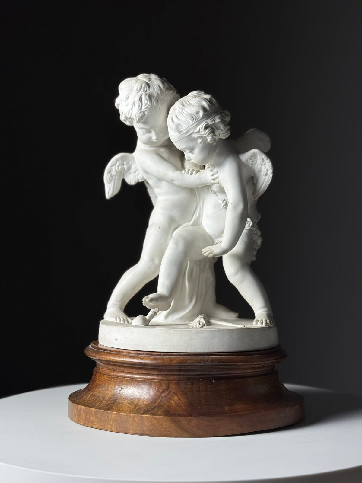 Biscuit Porcelain Sculpture of Two Putti After Falconet, c. 1920, photo 1