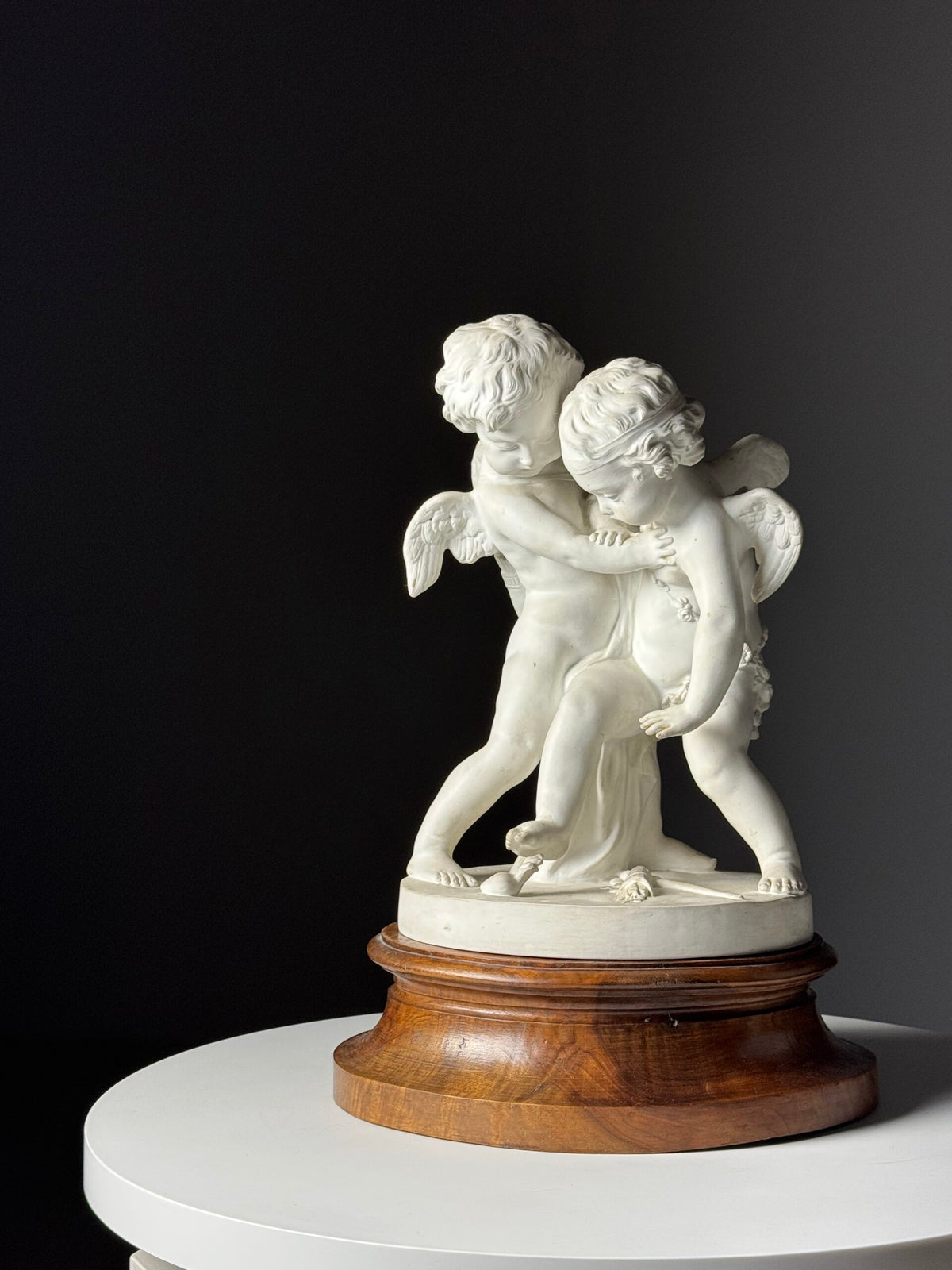 Biscuit Porcelain Sculpture of Two Putti After Falconet, c. 1920, photo 12