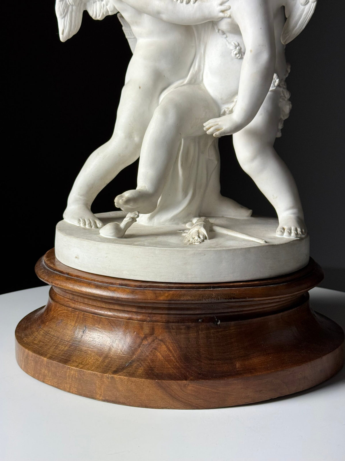 Biscuit Porcelain Sculpture of Two Putti After Falconet, c. 1920, photo 13