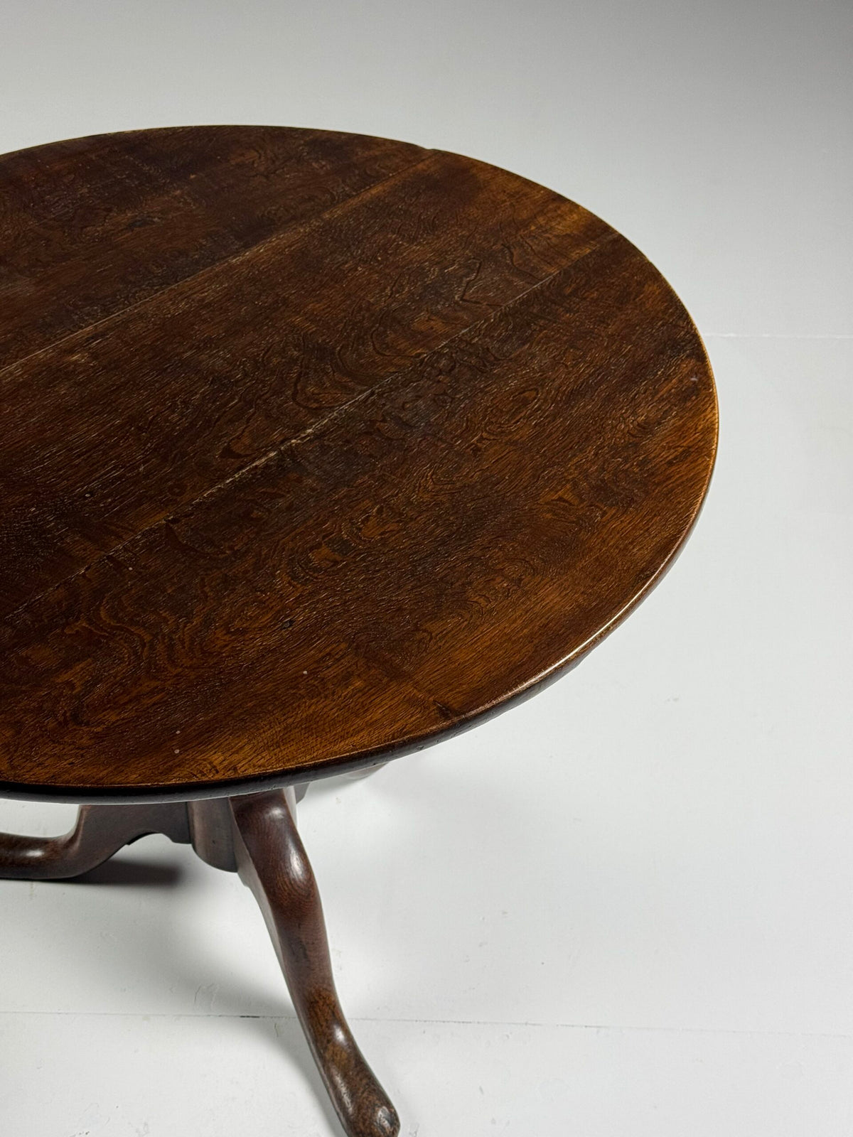 English Solid Oak Tilt Top Table, 19th Century, photo 5