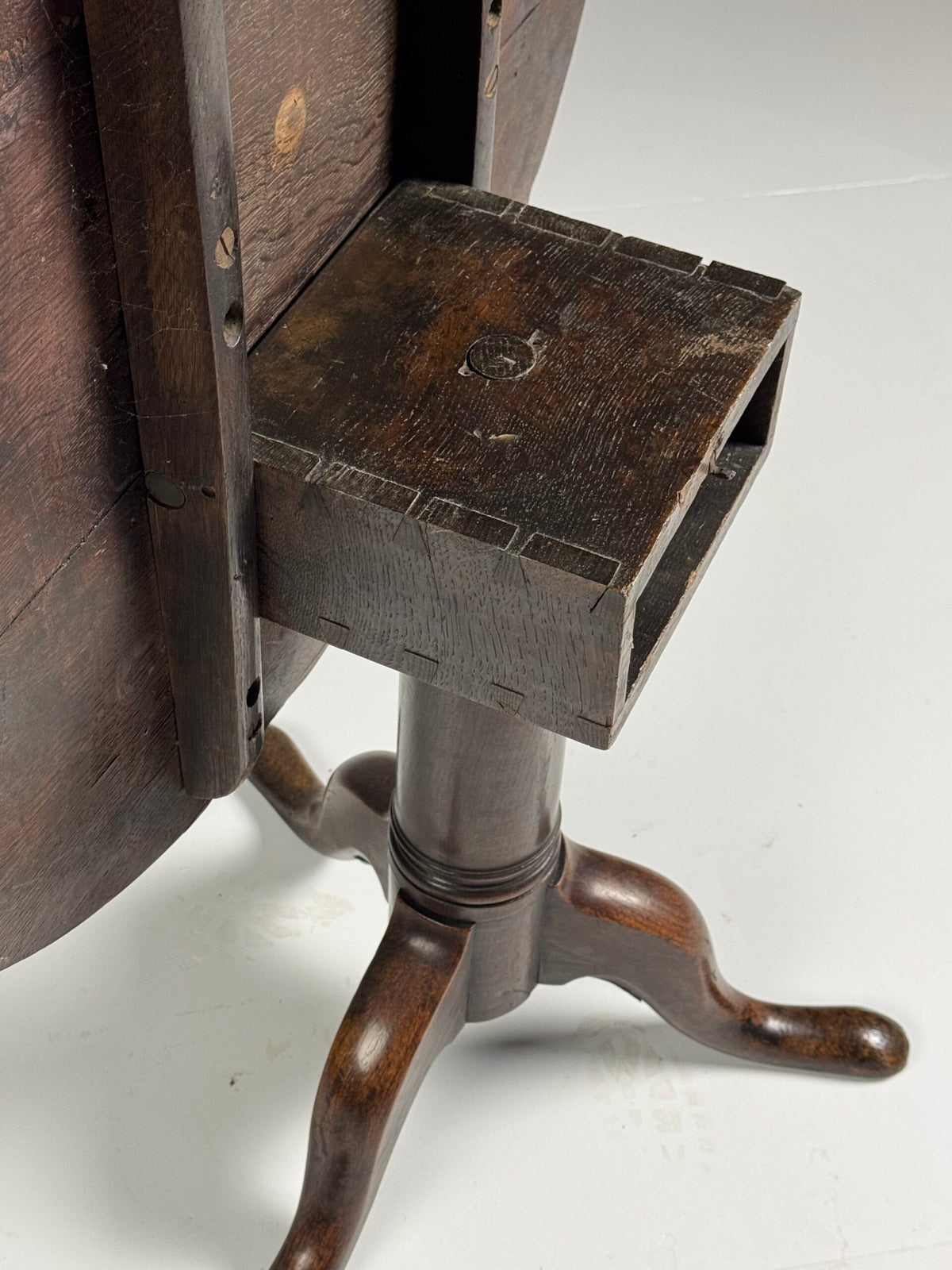 English Solid Oak Tilt Top Table, 19th Century, photo 22