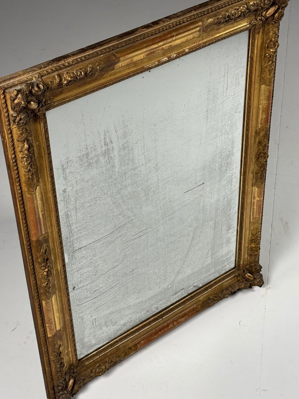 French Gilt Mirror with Weathered Glass, 19th Century, photo 5