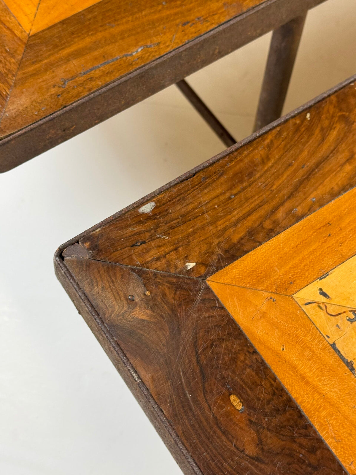 Pair of Metal Coffee Tables with 19th Century Parquet Panels, photo 18