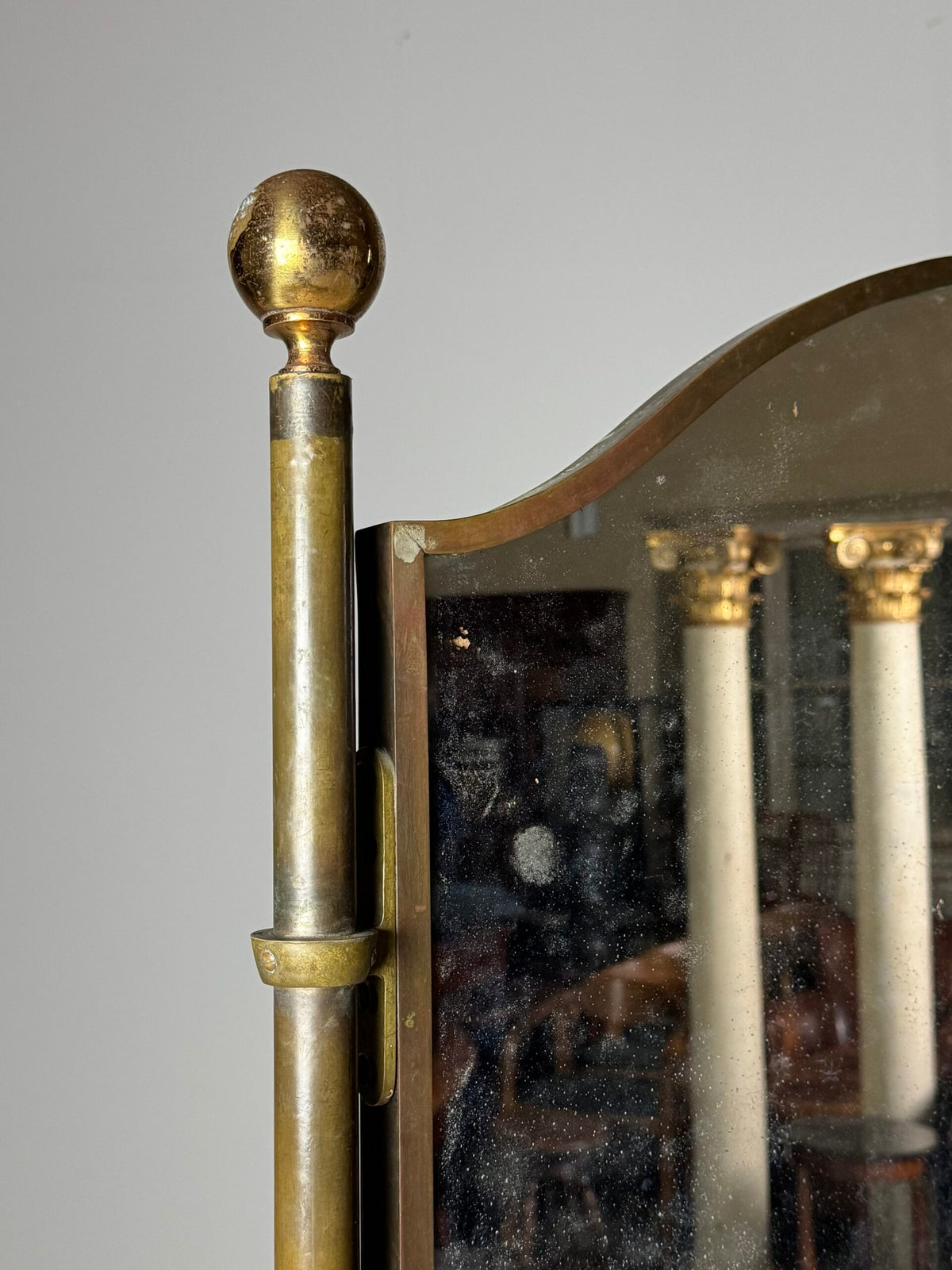 Victorian Brass and Bronze Standing Mirror with Griffins, c. 1890, photo 8