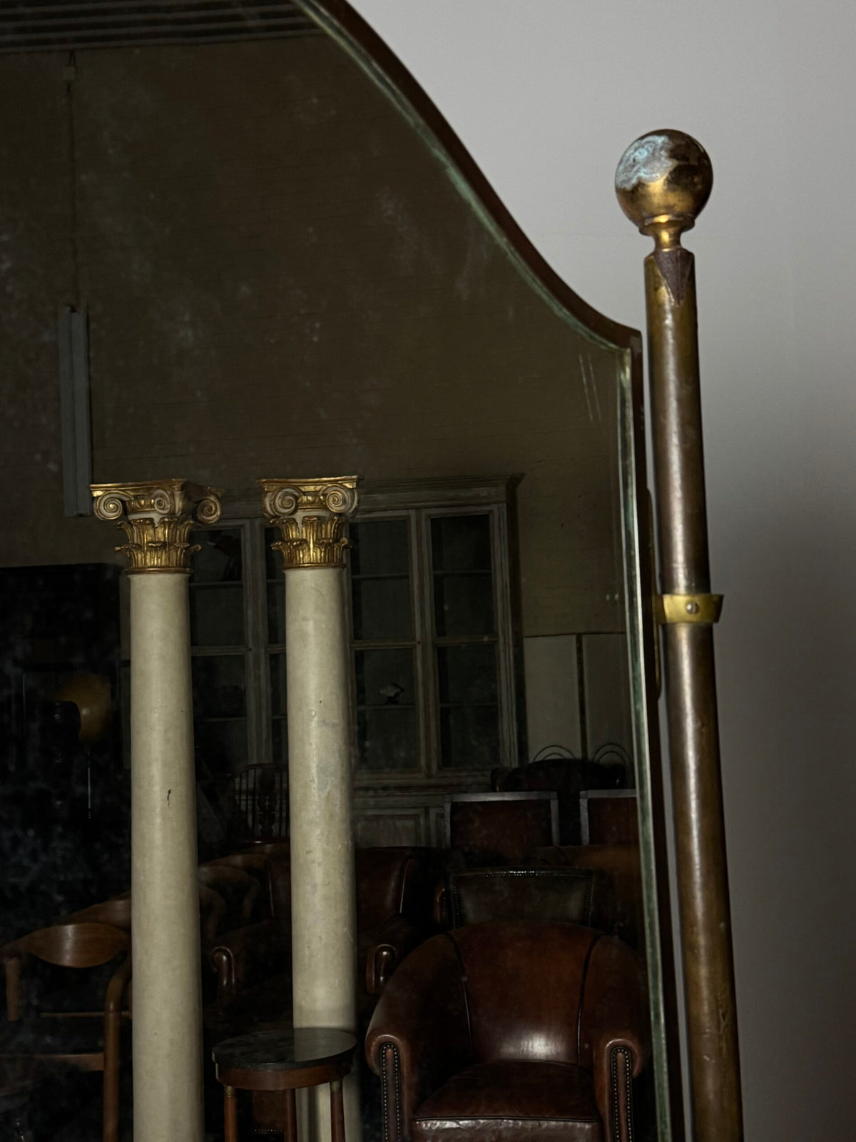 Victorian Brass and Bronze Standing Mirror with Griffins, c. 1890, photo 11