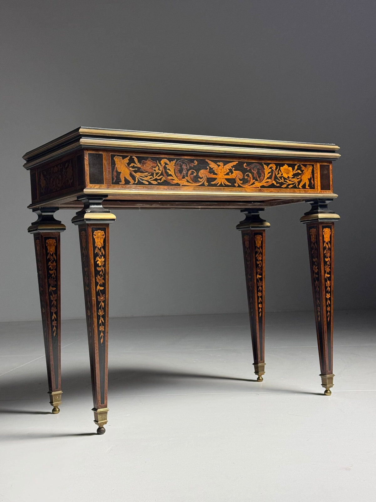 French Ebony Marquetry Games Table, 19th Century, photo 39