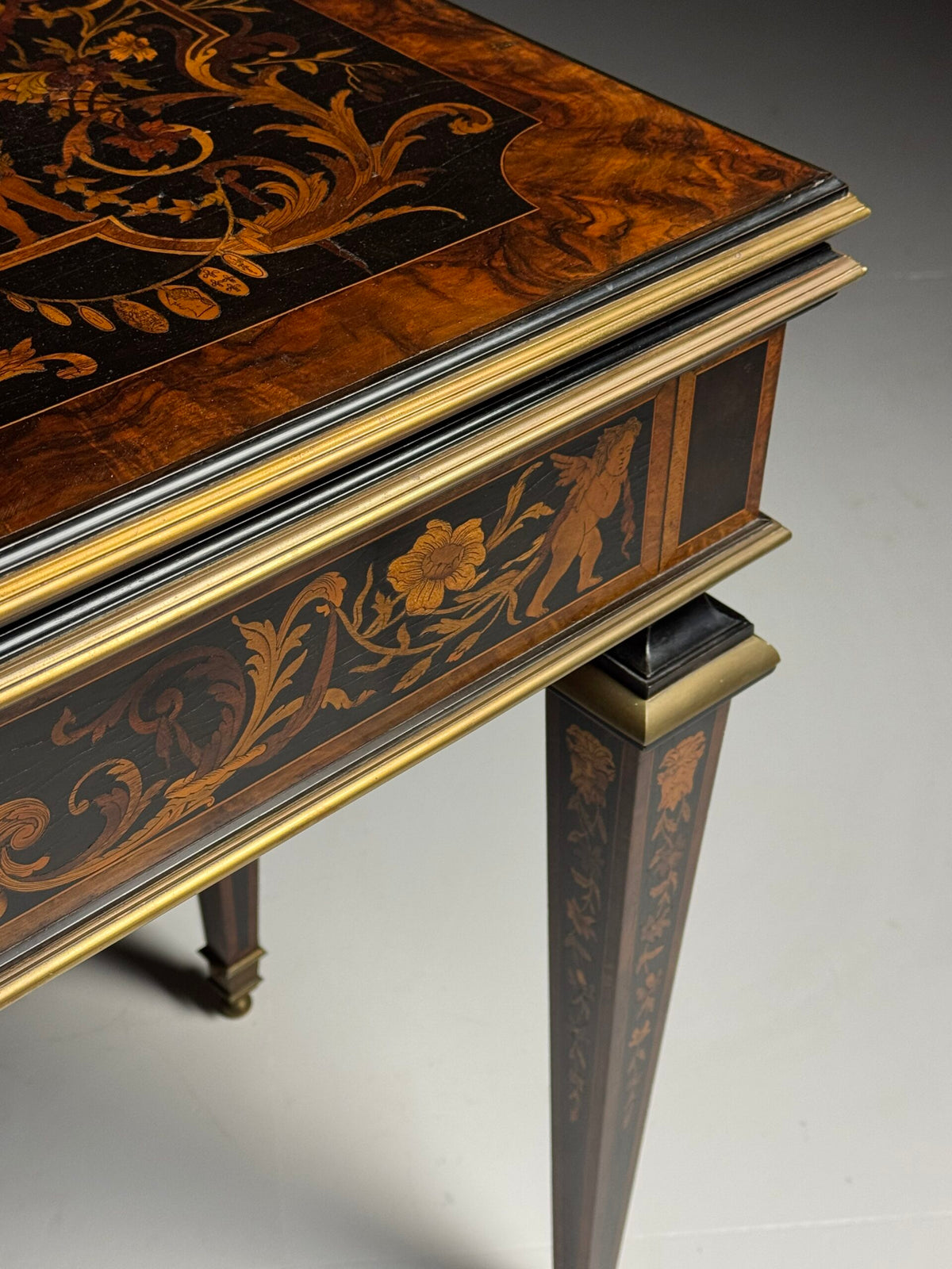 French Ebony Marquetry Games Table, 19th Century, photo 38