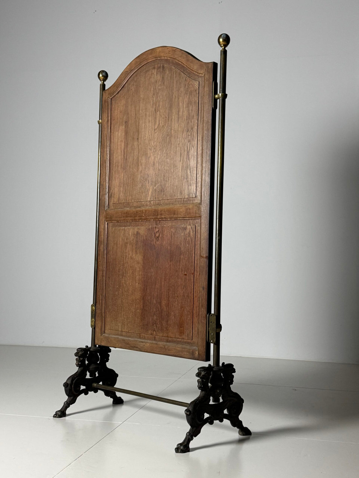 Victorian Brass and Bronze Standing Mirror with Griffins, c. 1890, photo 26