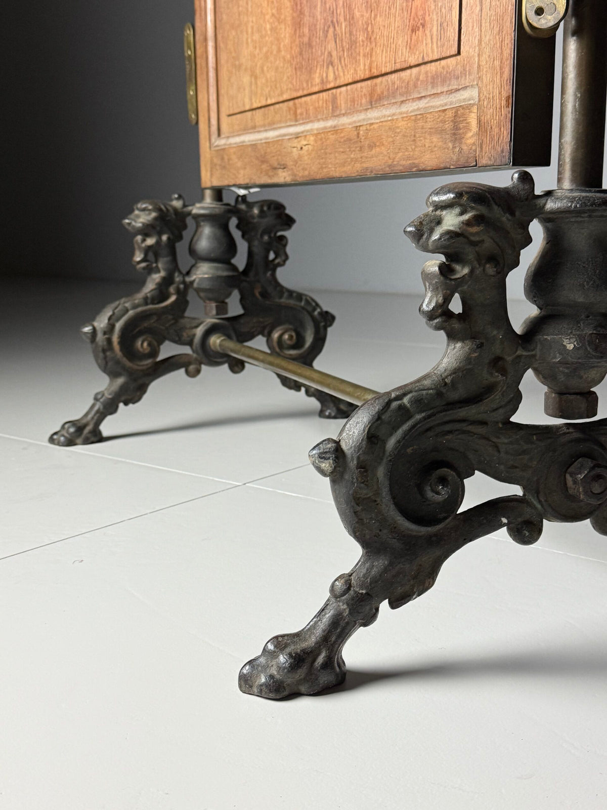 Victorian Brass and Bronze Standing Mirror with Griffins, c. 1890, photo 28