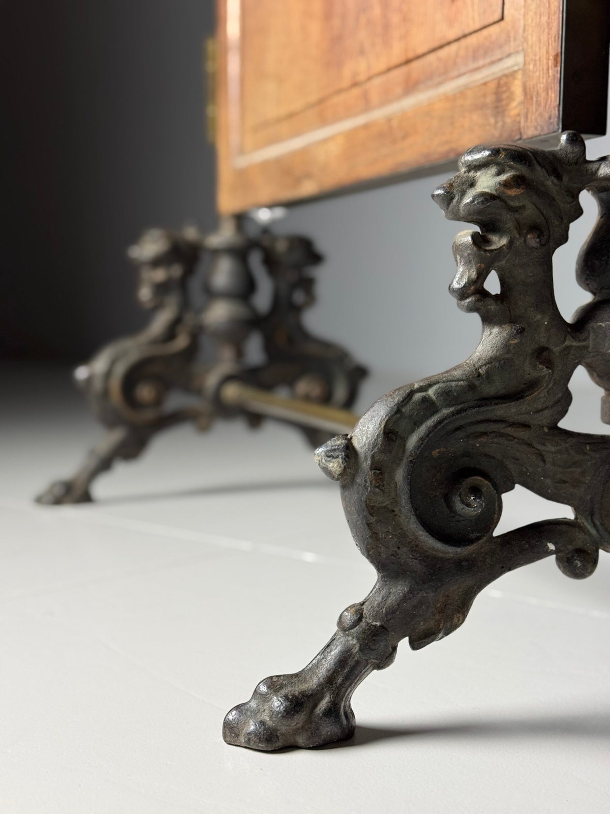 Victorian Brass and Bronze Standing Mirror with Griffins, c. 1890, photo 29