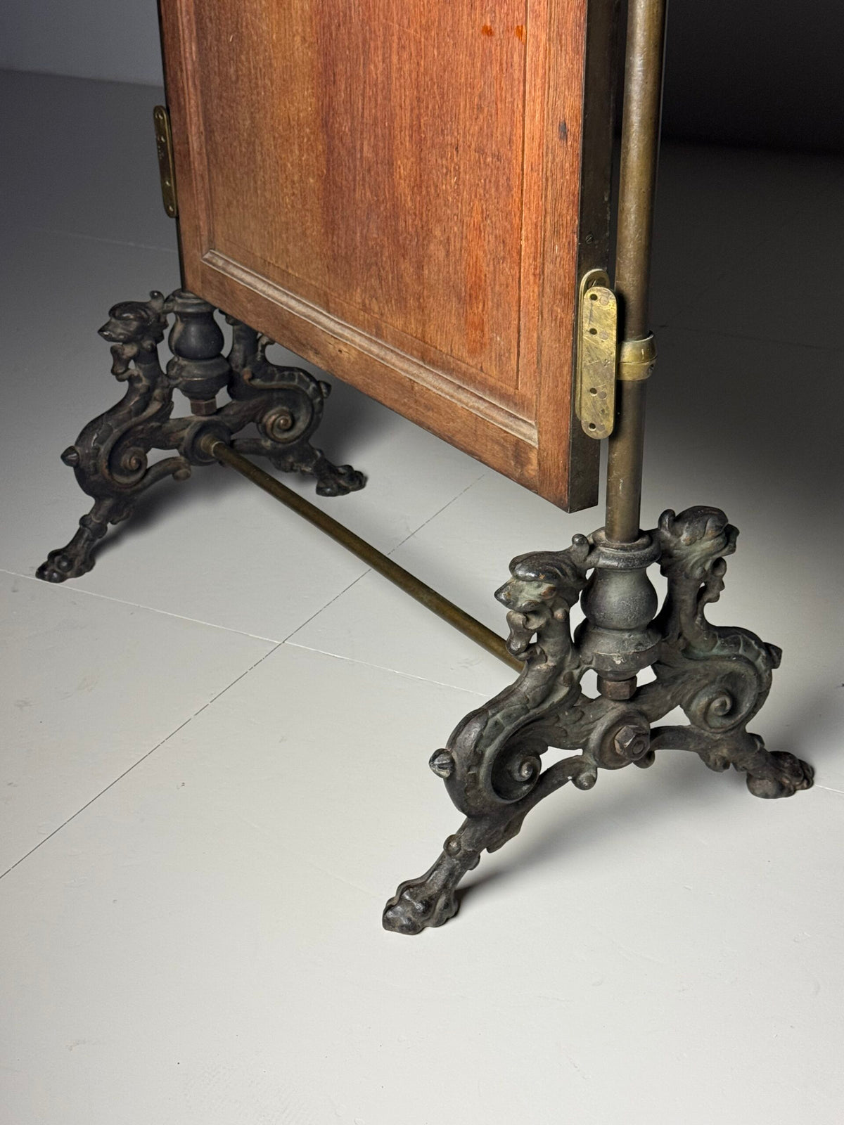 Victorian Brass and Bronze Standing Mirror with Griffins, c. 1890, photo 30