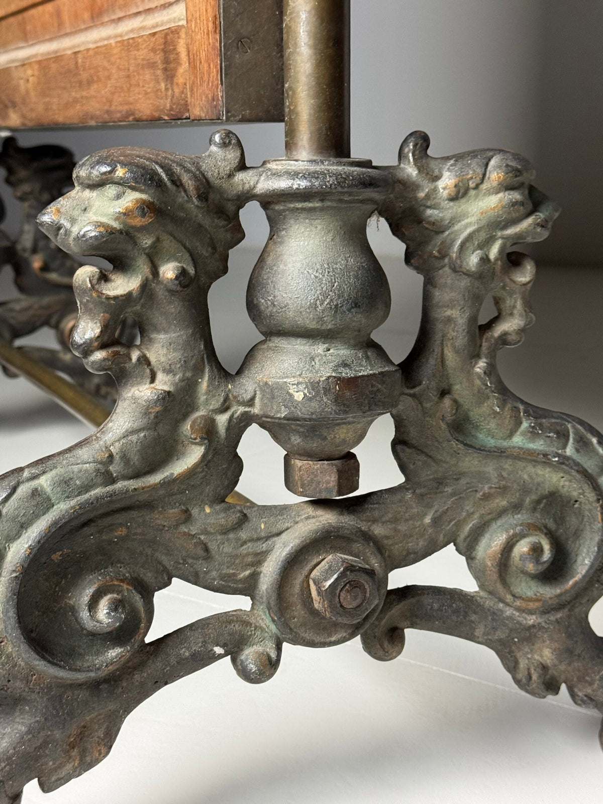 Victorian Brass and Bronze Standing Mirror with Griffins, c. 1890, photo 33
