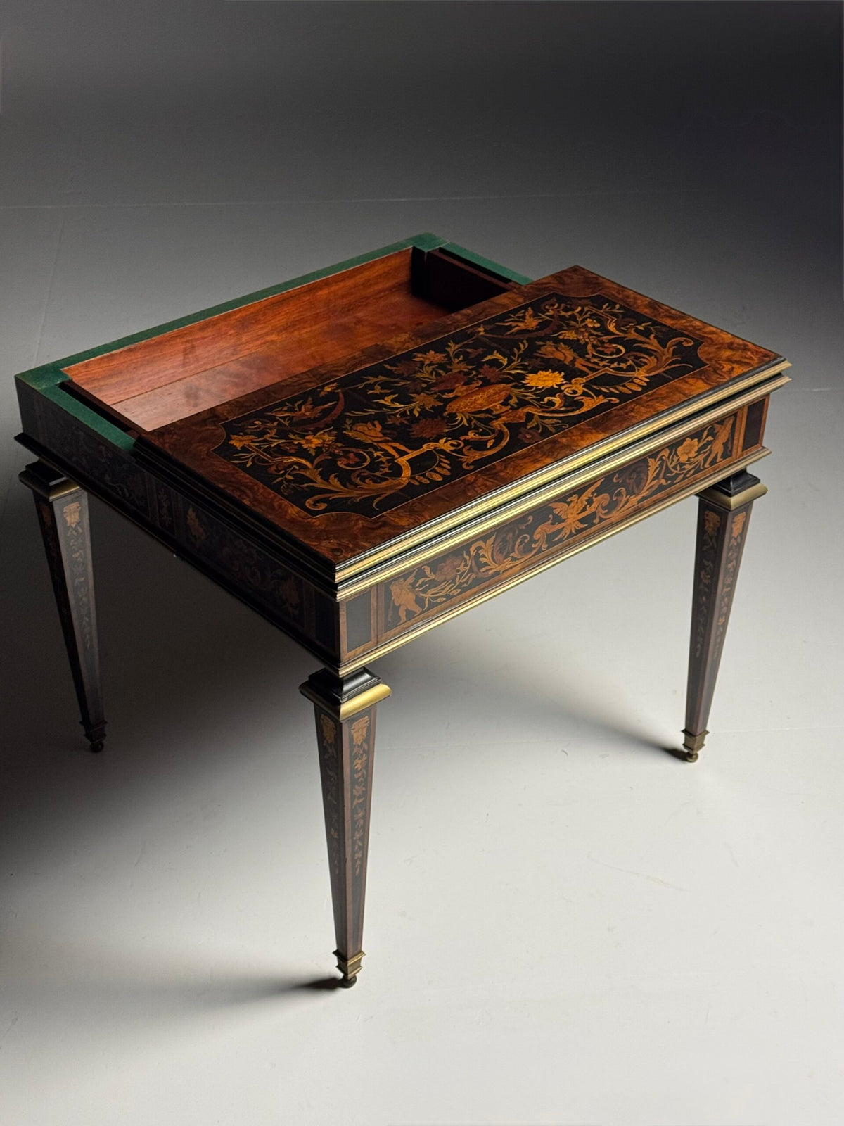 French Ebony Marquetry Games Table, 19th Century, photo 14