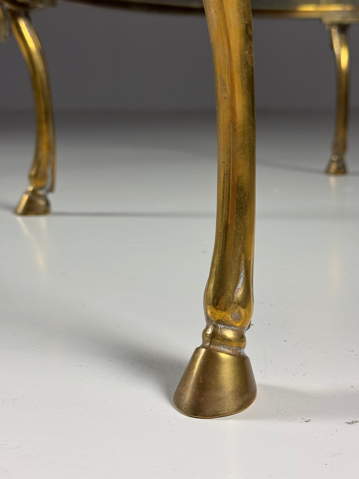 Vintage Brass Seahorse Coffee Table with Two Glass Tops, photo 13