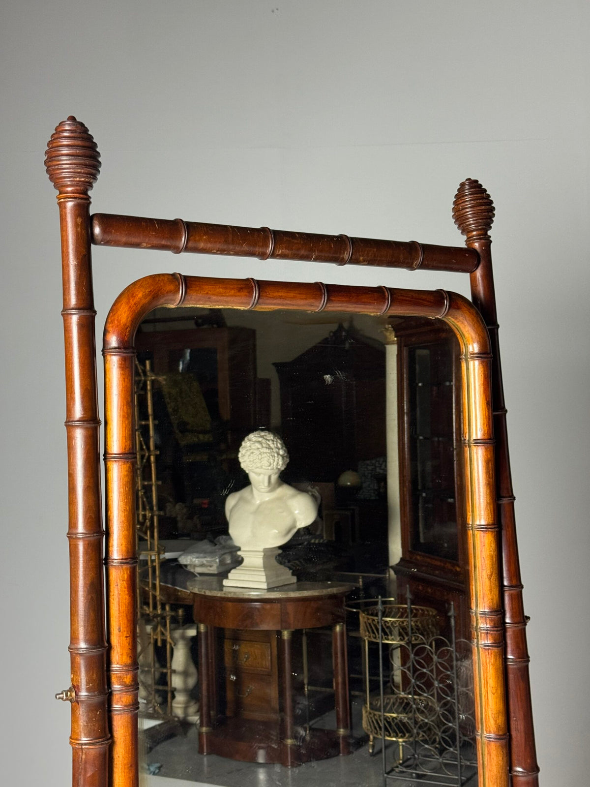 French Faux Bamboo Cheval Mirror, c. 1890 to 1900, photo 16