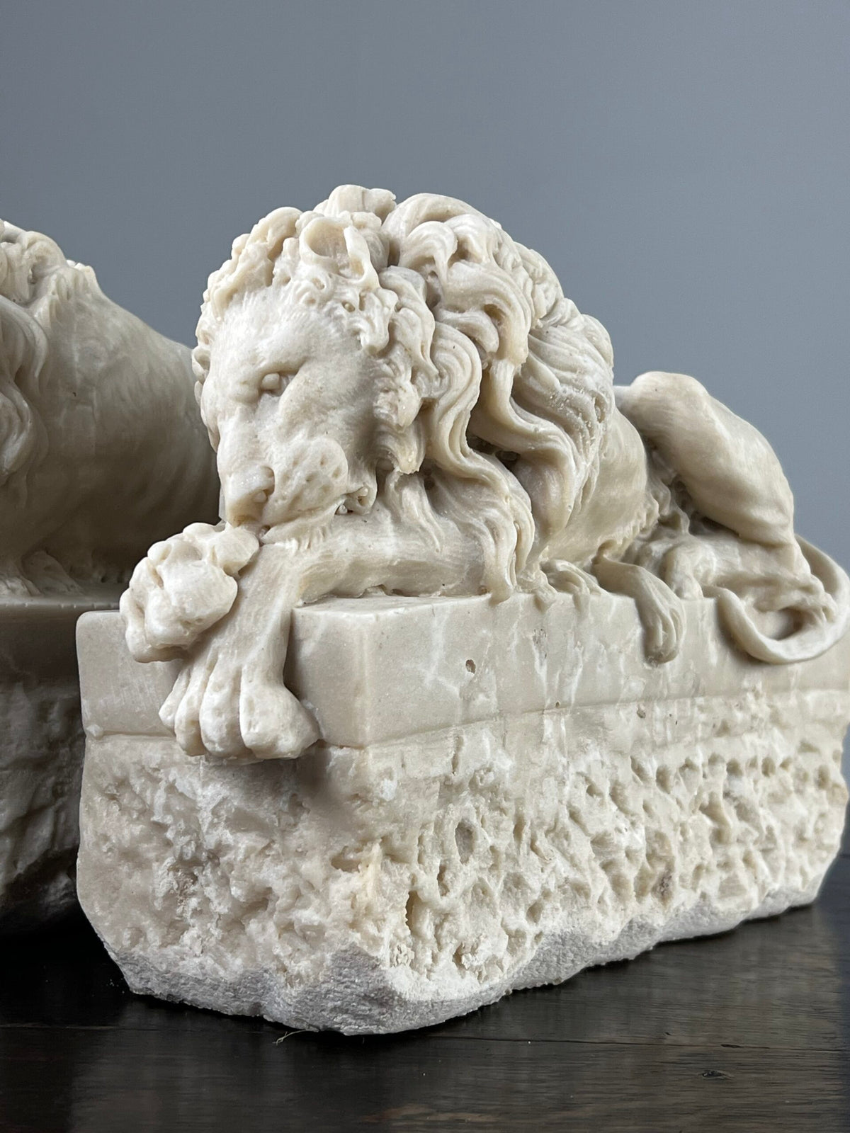 Pair of Marble Dust Canova Lions, Early 20th Century, photo 13