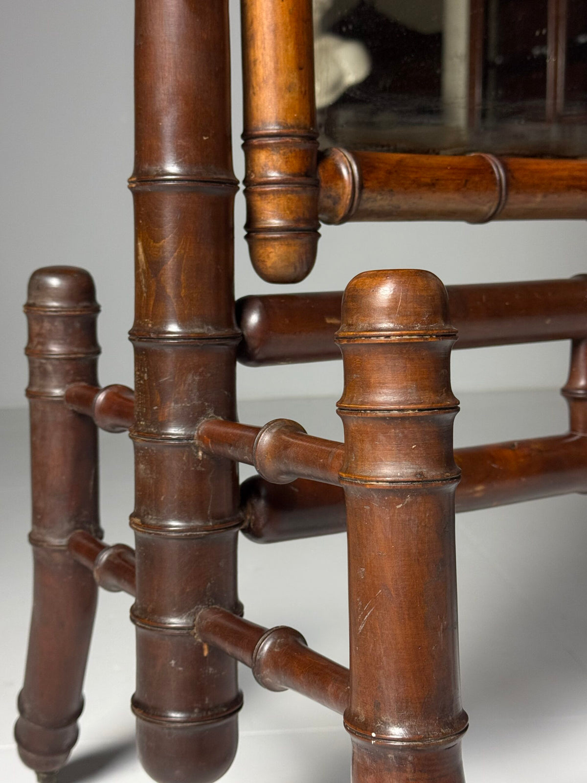 French Faux Bamboo Cheval Mirror, c. 1890 to 1900, photo 13