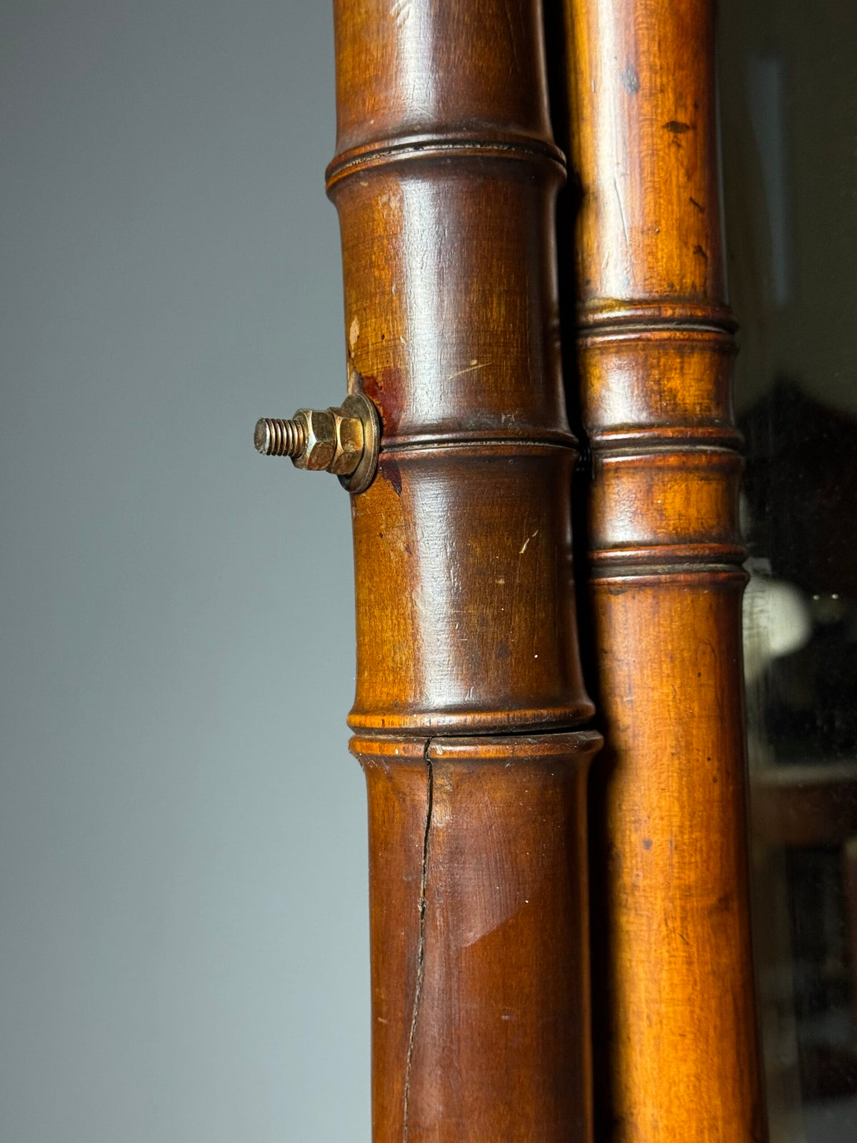 French Faux Bamboo Cheval Mirror, c. 1890 to 1900, photo 12