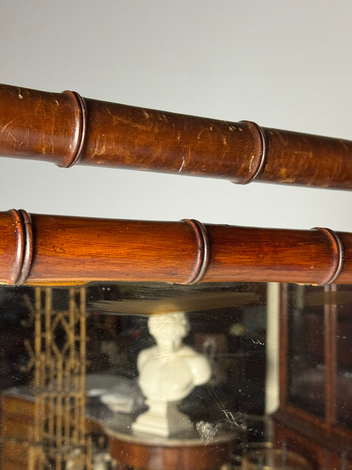French Faux Bamboo Cheval Mirror, c. 1890 to 1900, photo 10
