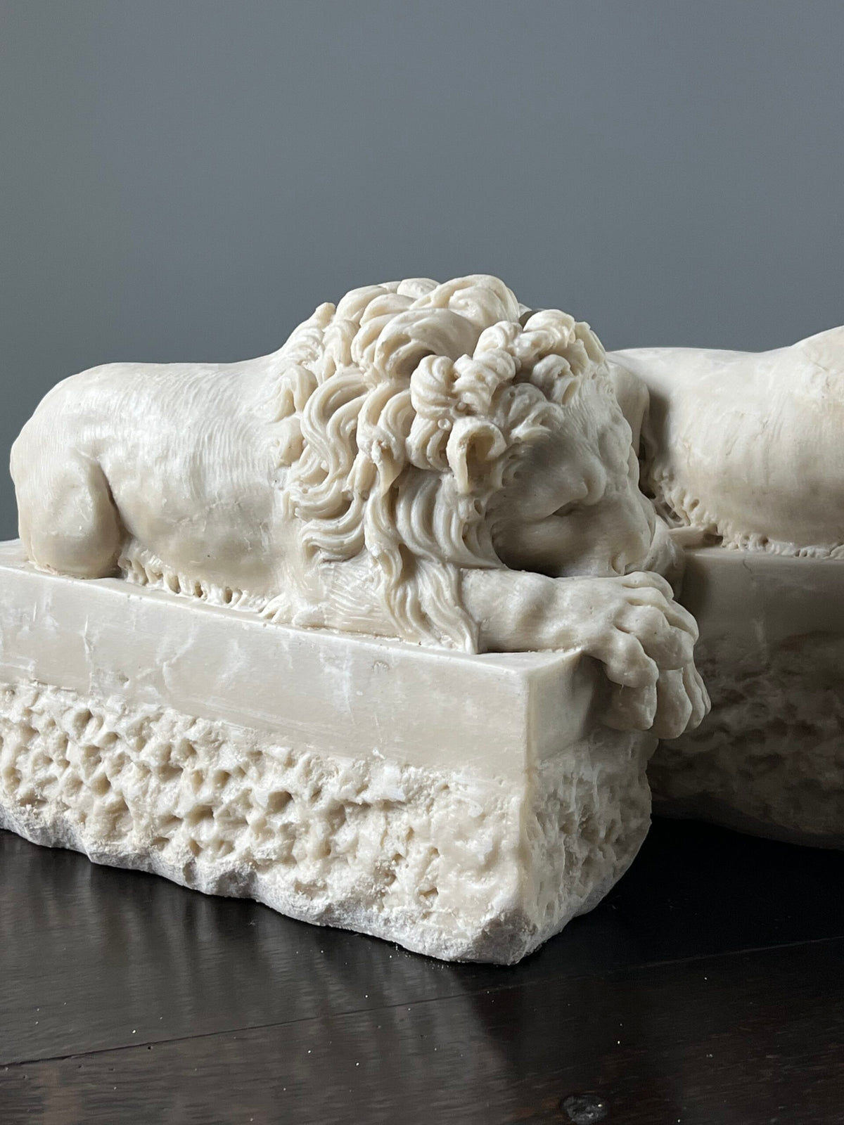 Pair of Marble Dust Canova Lions, Early 20th Century, photo 8