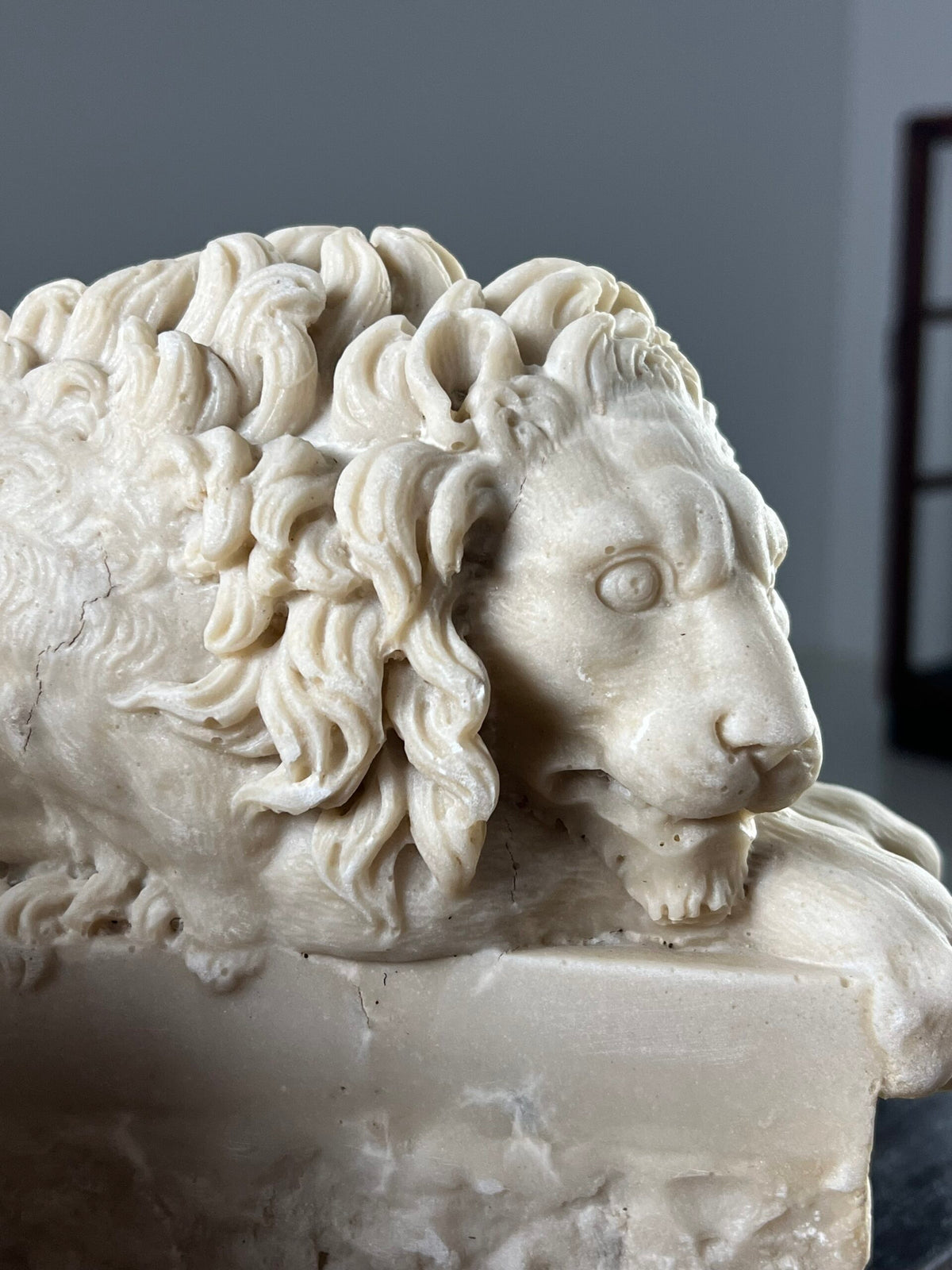 Pair of Marble Dust Canova Lions, Early 20th Century, photo 4