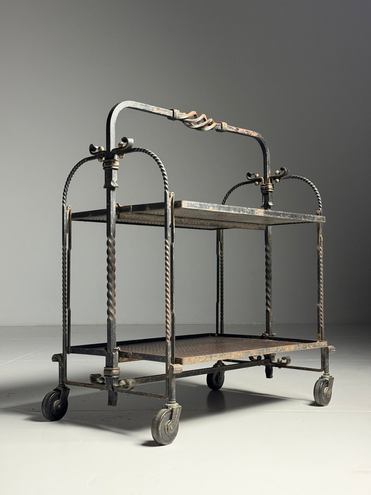 French Classic Metal Bar Cart, Mid 20th Century, photo 7