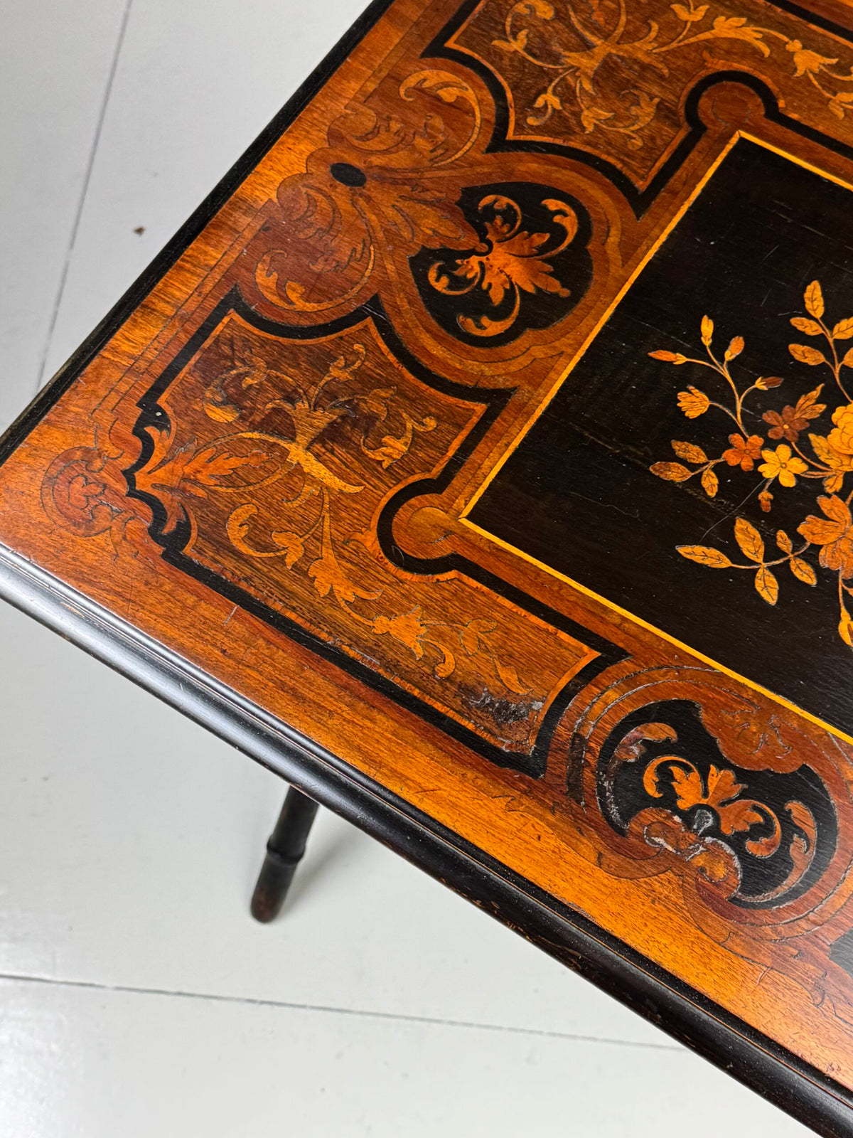 Napoleon III Tray Table with Inlaid Top and Faux Bamboo Frame, photo 13