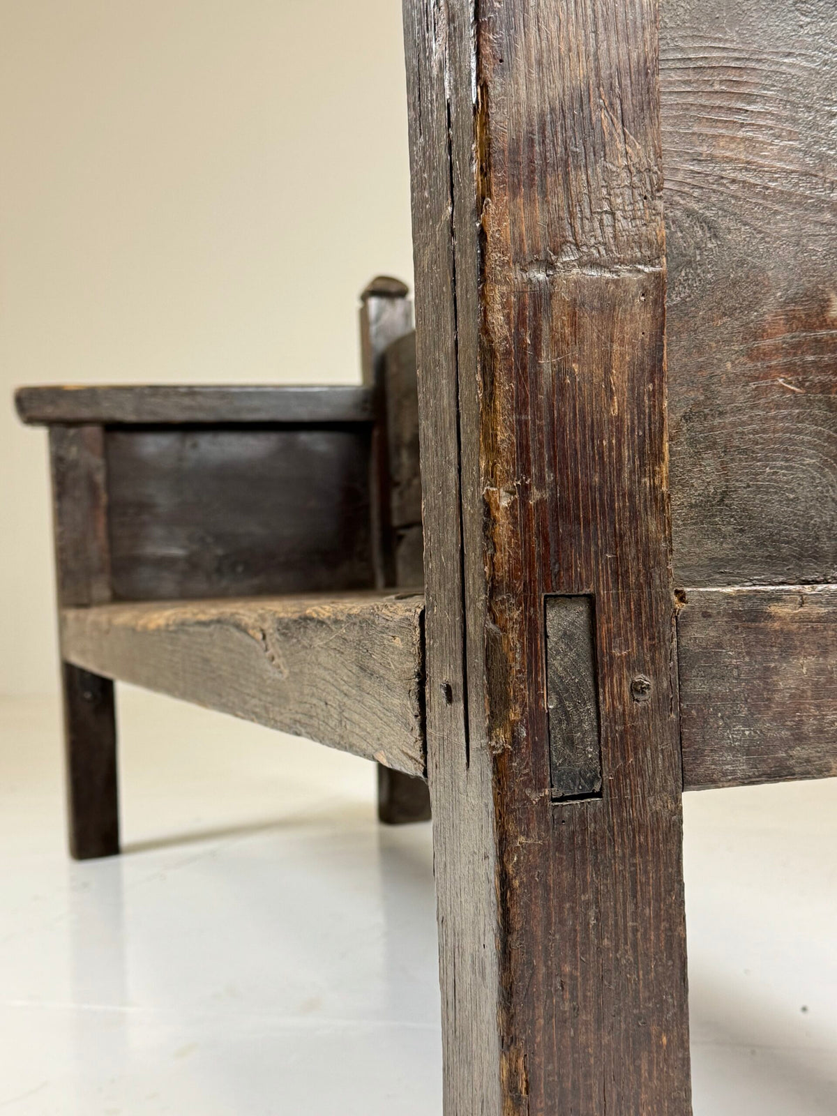 Robust Spanish Solid Oak Bench, 18th Century, photo 14